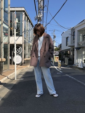 ダブルカラーチェックコート◇を使ったショップスタッフの人気