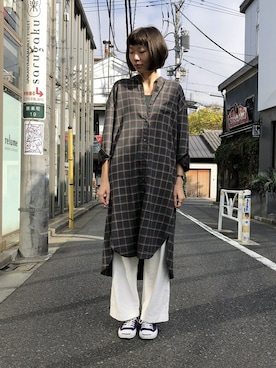 「JOURNAL STANDARD relume（ジャーナルスタンダード　レリューム）のアイテム（シャツワンピース）」を使った、JOURNAL STANDARD relume代官山店レディーススタッフさん（レディース・153cm）の冬コーディネート