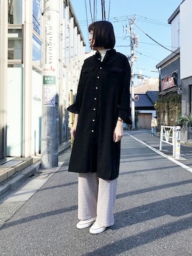 「JOURNAL STANDARD relume（ジャーナルスタンダード　レリューム）のアイテム（シャツワンピース）」を使った、JOURNAL STANDARD relume代官山店レディーススタッフさん（レディース・173cm）の冬コーディネート