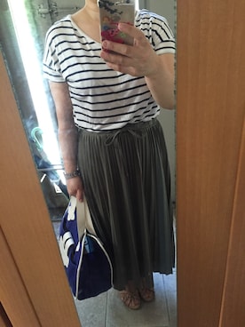 「TILA MARCH（ティラ マーチ）のアイテム」を使った、もりひろこさん（レディース・152cm）の夏コーディネート