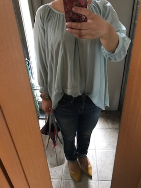 「LE TALON（ルタロン）のNUR DONATELLA LUCCHI スターシシュウトートSX◆（トートバッグ）」を使った、もりひろこさん（レディース・152cm）の秋コーディネート