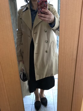 「デニムシャツ」｜「アイテム（トレンチコート）」を使った、もりひろこさん（レディース・152cm）の春コーディネート