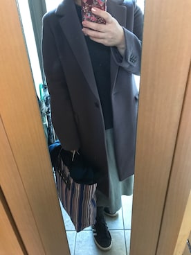 「アイテム（スニーカー、ブルー系）」を使った、もりひろこさん（レディース・152cm）の冬コーディネート