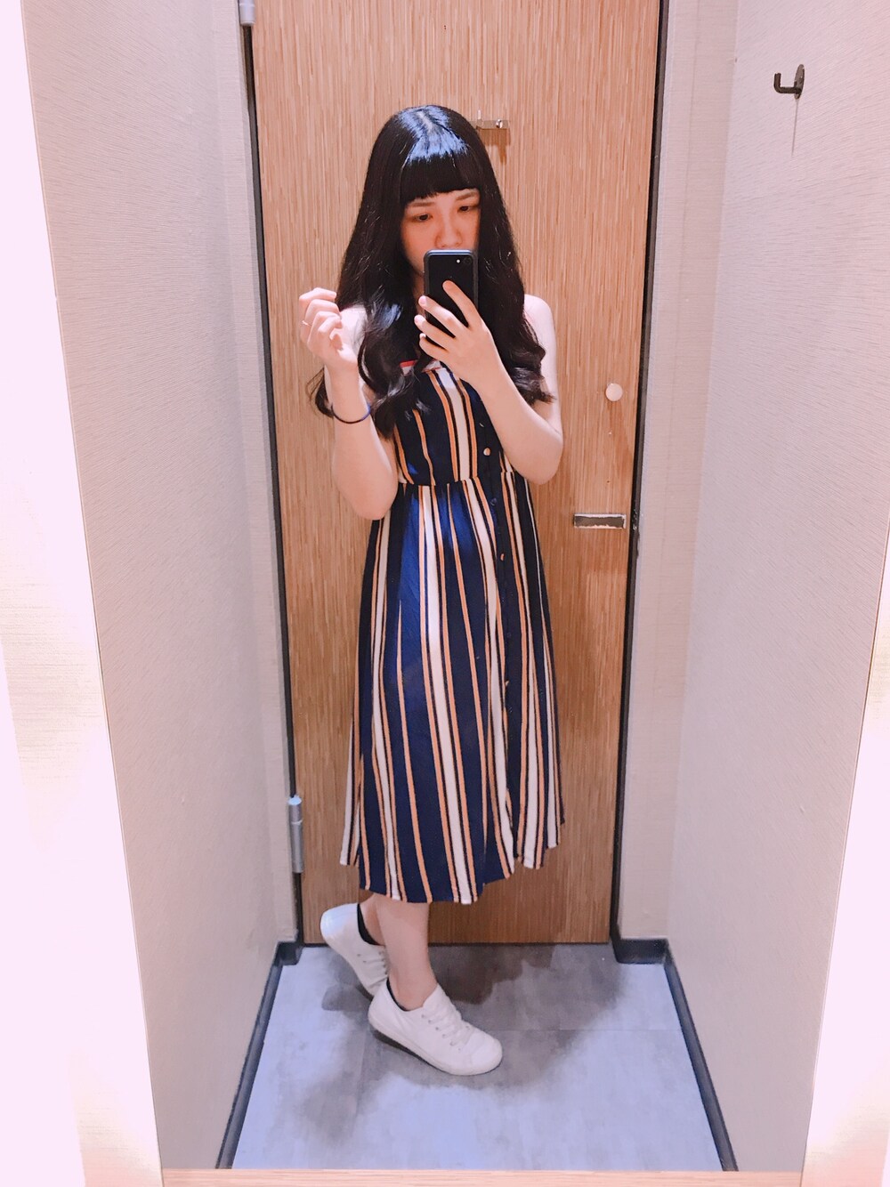 「ROXYのSUNSET BEAUTY（ワンピース、ブルー系）」を使った、Tongtsuki さん（レディース・158cm）の春コーディネートの1枚目の写真
