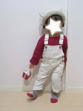 「アイテム（タイツ/ストッキング、ブルー系）」を使った、Ｒｉさん（キッズ・80cm）の冬コーディネート