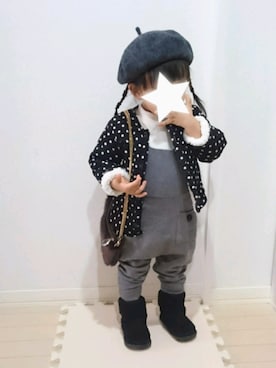 「おめかしコーデ」｜「アイテム（オールインワン・サロペット）」を使った、Ｒｉさん（キッズ・80cm）の冬コーディネート