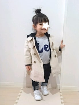 「GAP（ギャップ）のアイテム（トレンチコート）」を使った、Ｒｉさん（キッズ・80cm）の冬コーディネート