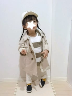 「GAP（ギャップ）のアイテム（トレンチコート）」を使った、Ｒｉさん（キッズ・80cm）の冬コーディネート