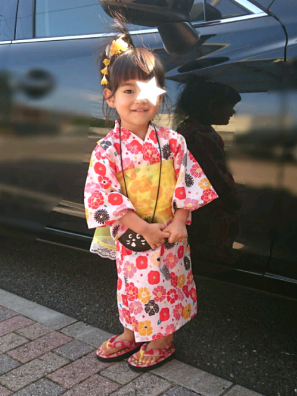 「夏、夏祭り、浴衣、女の子、2歳」｜「韓国子供服のアイテム（浴衣、ホワイト系）」を使った、Ｒｉさん（キッズ・80cm）の夏コーディネートの1枚目の写真
