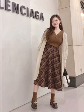 「BALENCIAGA」｜「アイテム（キャミソール）」を使った、在下黄慢慢🌿さん（レディース・160cm）の冬コーディネート