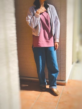 「くすみピンク」｜「アイテム（MA-1）」を使った、みつ葉@3姉妹ままさん（レディース・157cm）の冬コーディネート