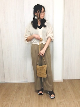 「ベルトサンダル」｜「アイテム（アクセサリー）」を使った、みつ葉@3姉妹ままさん（レディース・157cm）の夏コーディネート