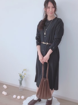「アンブルネージュ」｜「アイテム（アクセサリー）」を使った、みつ葉@3姉妹ままさん（レディース・157cm）の春コーディネート