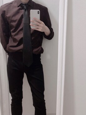 「H&M（エイチ・アンド・エム）のアイテム（パンツ、ブラック系）」を使った、哲成さん（メンズ・158cm）の春コーディネート