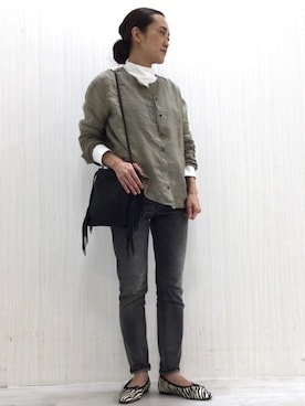 「human woman（ヒューマンウーマン）の≪arrive 5e≫デニムパンツ（デニムパンツ）」を使った、Yokoさん（レディース・158cm）の秋コーディネート