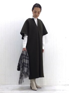 「アースカラー」｜「アイテム（ワンピース/ドレス）」を使った、Yokoさん（レディース・158cm）の秋コーディネート