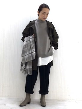 「human woman（ヒューマンウーマン）の◆オリジナルショートブーツ（ブーツ）」を使った、Yokoさん（レディース・158cm）の秋コーディネート