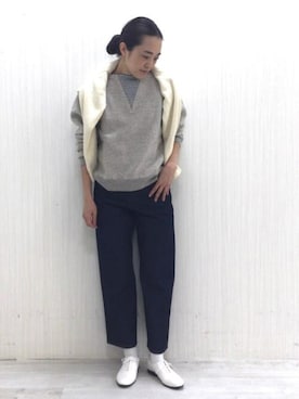 「human woman（ヒューマンウーマン）のアイテム（デニムパンツ）」を使った、Yokoさん（レディース・158cm）の冬コーディネート