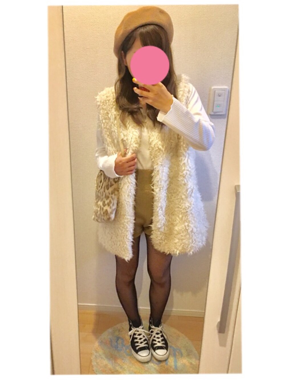 「ニットブルマ」｜「Chicoのアイテム（その他パンツ、ベージュ系）」を使った、YU⋈KIさん（レディース・151cm）の秋コーディネートの1枚目の写真