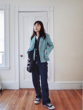 「brandymelville」｜「アイテム（ジャケット/アウター）」を使った、awuweiさん（レディース・163cm）の秋コーディネート