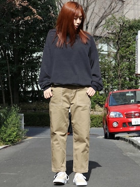 「UNIVERSAL OVERALL（ユニバーサルオーバーオール）のアイテム（パンツ）」を使った、ROOPTOKYO   tabataさん（レディース・163cm）の冬コーディネート