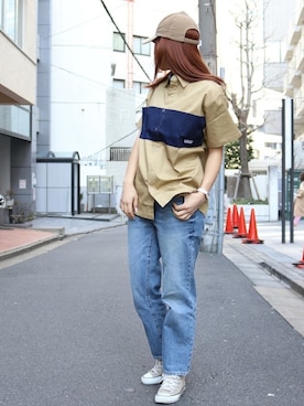 「CONVERSE（コンバース）のCONVERSE コンバース オール スター カラーズ ハイ / ALL STAR COLORS HI (ﾍﾞｰｼﾞｭ) 32664389（スニーカー）」を使った、ROOPTOKYO   tabataさん（レディース・163cm）の春コーディネート