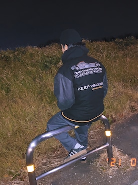 「no brand（ノーブランド）のアイテム（スタジャン）」を使った、まっつんさん（メンズ・180cm）の冬コーディネート