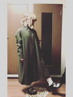 「HYKE」｜「アイテム（ワンピース/ドレス）」を使った、柚子胡椒さん（レディース・155cm）の冬コーディネート
