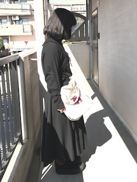 「mozのアイテム（ショルダーバッグ、ホワイト系）」を使った、柚子胡椒さん（レディース・155cm）の春コーディネート