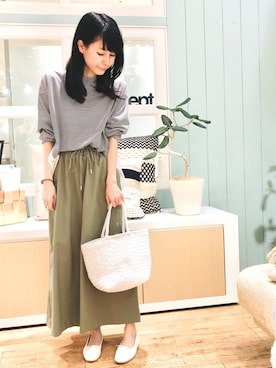 「キュロット」｜「アイテム（バレエシューズ）」を使った、macciさん（レディース・160cm）の春コーディネート