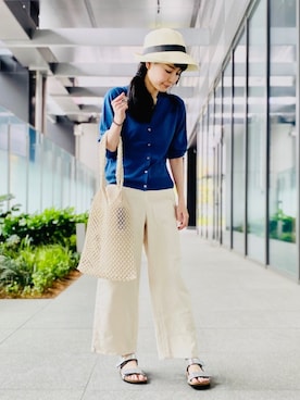 「collex（コレックス）のアイテム（帽子）」を使った、macciさん（レディース・160cm）の夏コーディネート