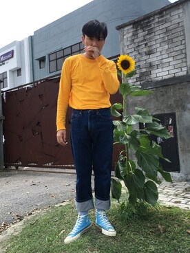 「CHEESEのアイテム」を使った、Ethan Chuさん（メンズ・172cm）の夏コーディネート