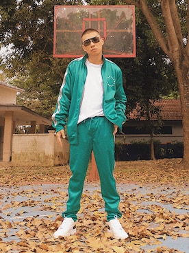 「AIR FORCE 1」｜「アイテム（ナイロンジャケット）」を使った、Ethan Chuさん（メンズ・172cm）の夏コーディネート