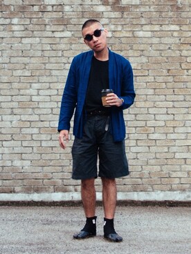 「GREYHOUND（グレイハウンド）のアイテム」を使った、Ethan Chuさん（メンズ・172cm）の夏コーディネート