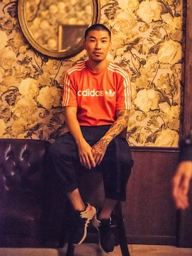 「GREYHOUND（グレイハウンド）のアイテム」を使った、Ethan Chuさん（メンズ・172cm）の秋コーディネート
