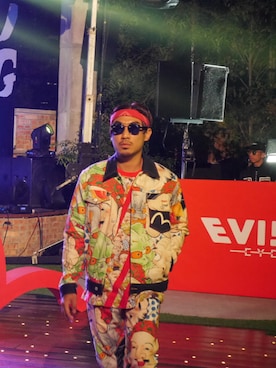 「EVISU（エヴィス）のアイテム（その他パンツ）」を使った、Ethan Chuさん（メンズ・172cm）の冬コーディネート