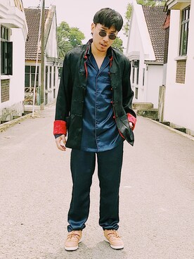 「Balenoのアイテム」を使った、Ethan Chuさん（メンズ・172cm）の冬コーディネート