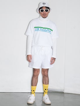 「VINTAGE（ヴィンテージ）のアイテム（ソックス/靴下）」を使った、Ethan Chuさん（メンズ・172cm）の夏コーディネート