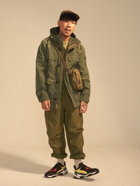 「MADNESSのアイテム（ジャケット/アウター）」を使った、Ethan Chuさん（メンズ・172cm）の冬コーディネート