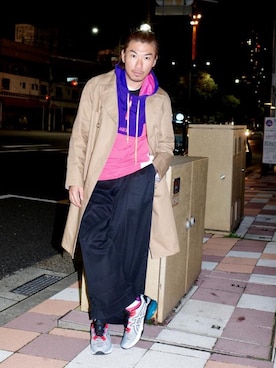 「ASICS（アシックス）のアイテム（トップス）」を使った、Ethan Chuさん（メンズ・172cm）の冬コーディネート