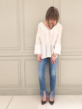 「mame（マメ）のアイテム（トップス）」を使った、SHCさん（レディース・155cm）の夏コーディネート