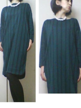 「LOWRYS FARM（ローリーズファーム）のアイテム（ワンピース、グリーン系）」を使った、双葉さん（レディース・150cm）の秋コーディネート