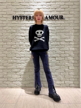「HYSTERIC GLAMOUR（ヒステリックグラマー）のDIZZY&MILKY フレアパンツ（その他パンツ）」を使った、ゆうかさん（レディース・164cm）の秋コーディネート