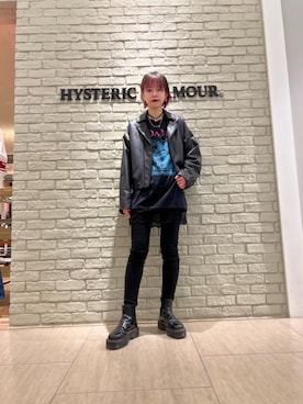 「レザーコーデ」｜「アイテム（ブルゾン）」を使った、ゆうかさん（レディース・164cm）の冬コーディネート