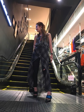 「DIESEL（ディーゼル）のWOMEN’S　ドレス（ワンピース、グレー系）」を使った、NOMOさん（レディース・162cm）の夏コーディネート