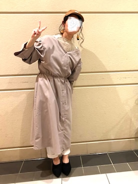 「one after another NICE CLAUP（ワンアフターアナザーナイスクラップ）のアイテム（シャツワンピース）」を使った、＊kiyona＊さん（レディース・150cm）の春コーディネート