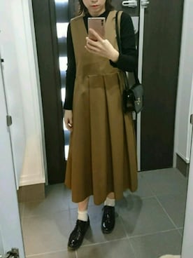 「ADAM ET ROPE'（アダムエロペ）のラウンドクロスボディーバッグ（ショルダーバッグ）」を使った、*aco*さん（レディース・161cm）の冬コーディネート