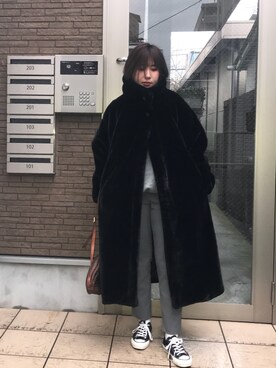 「CONVERSE（コンバース）の【CONVERSE】コンバース WOMENS ALLSTAR OX ウィメンズ オールスター ローカット（スニーカー）」を使った、sugarさん（レディース・160cm）の冬コーディネート