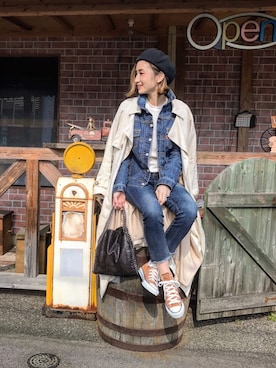 「Ungrid（アングリッド）のインディゴフレイドヘムストスリ（デニムパンツ）」を使った、asukaさん（レディース・163cm）の冬コーディネート