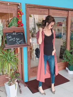 「Caffe（カフェ）のアイテム」を使った、asukaさん（レディース・163cm）の夏コーディネート